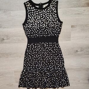 Eliza J Women's Polka Dot Sleeveless Crew Neck Knee Length Sweater Dress Small S